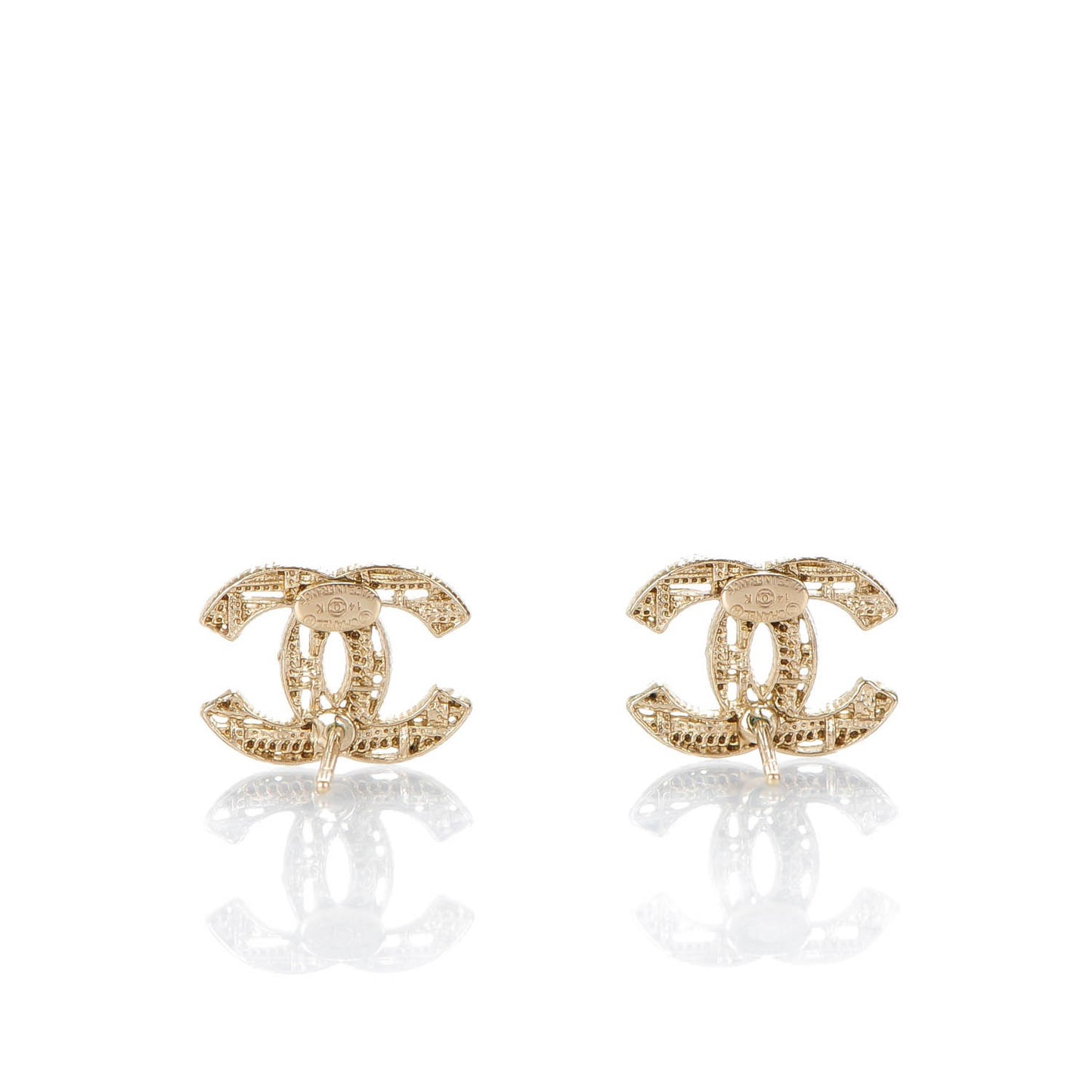 Tweed Effect CC Earrings Gold
