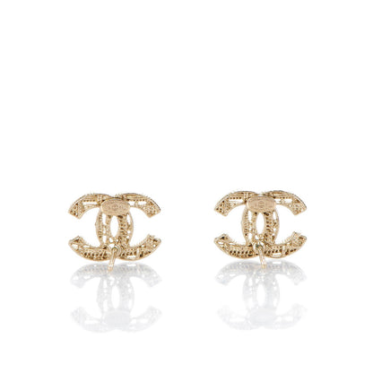Chanel Tweed Effect CC Earrings Gold 3 of 5