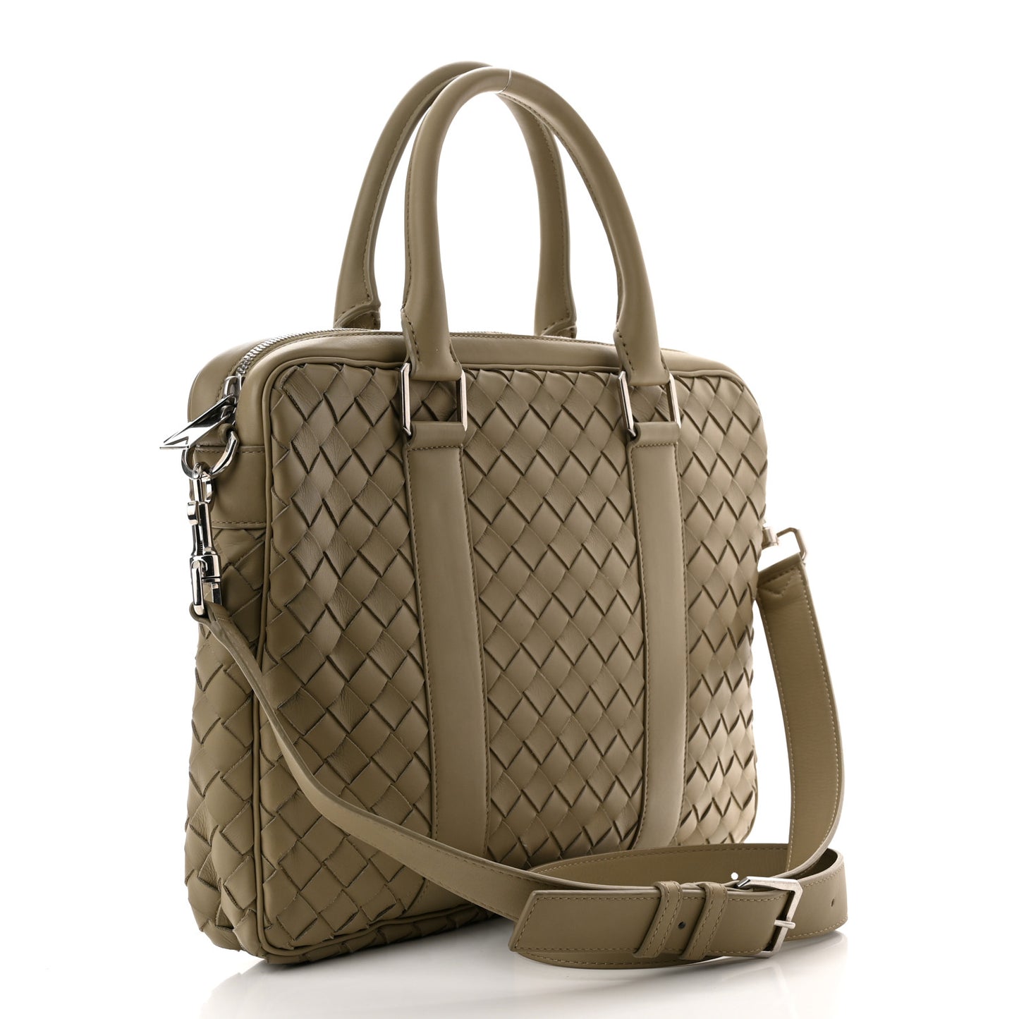 Nappa Intrecciato Medium Briefcase Taupe