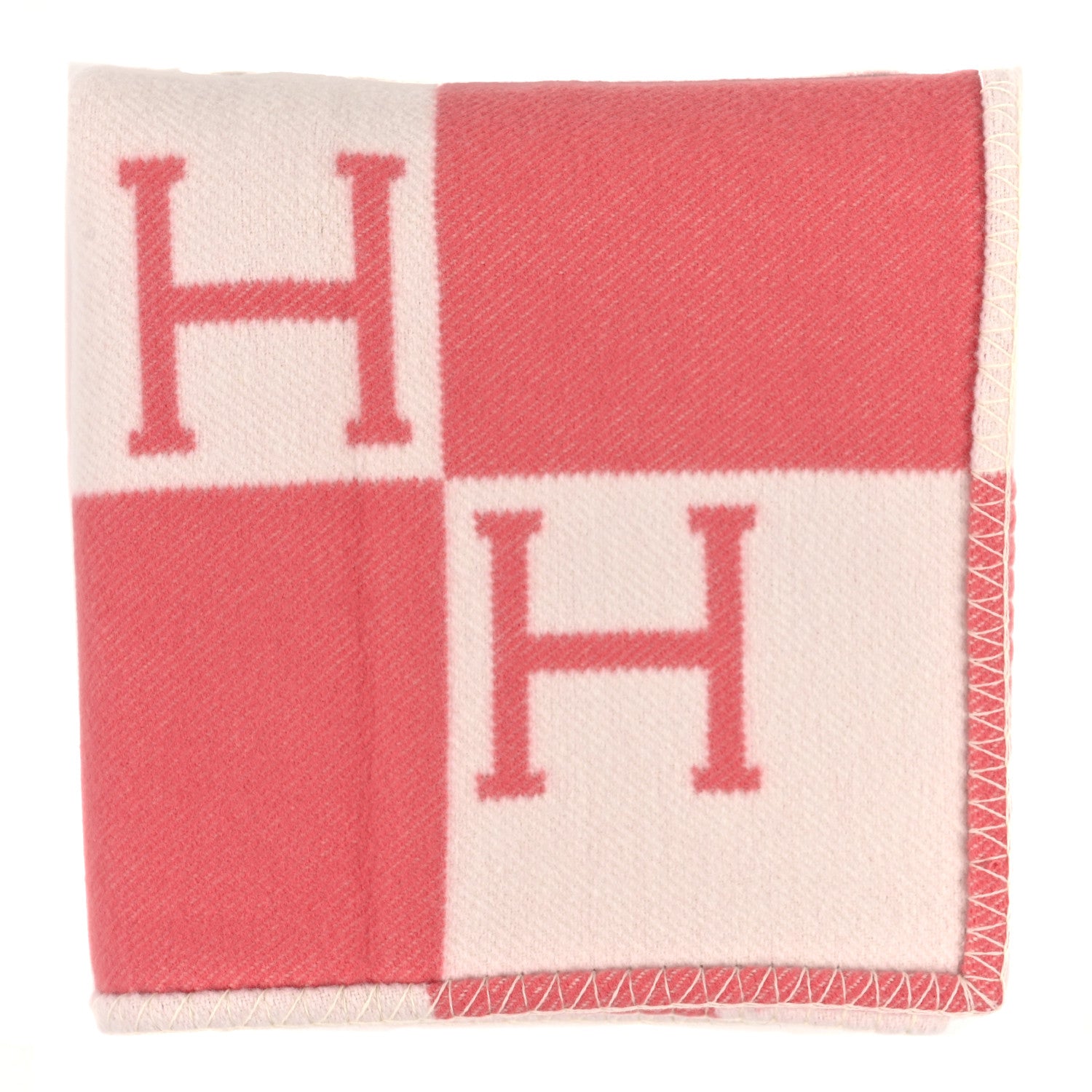 Hermes Wool Cashmere Avalon Baby Blanket Rose Airelle White 1 of 3