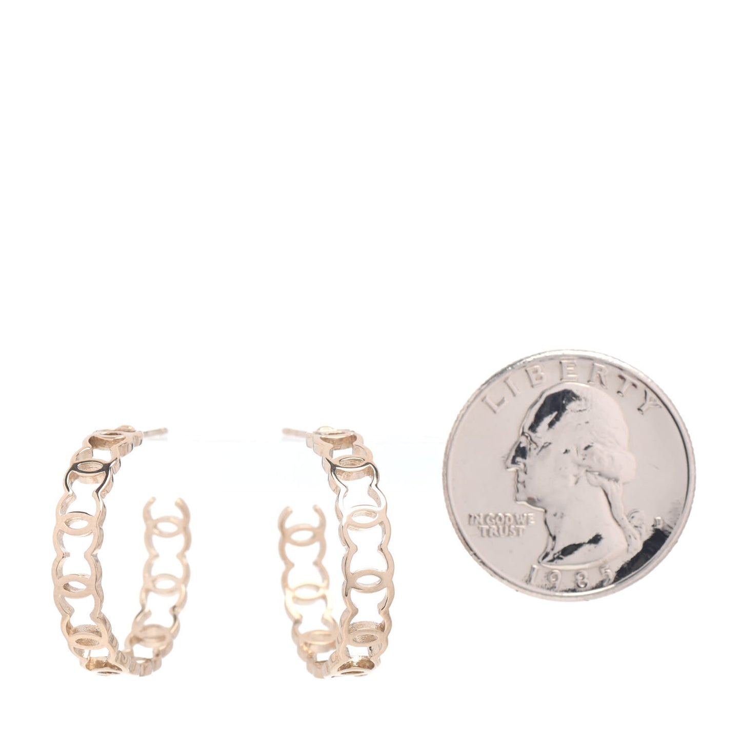 Metal CC Hoop Earrings Gold