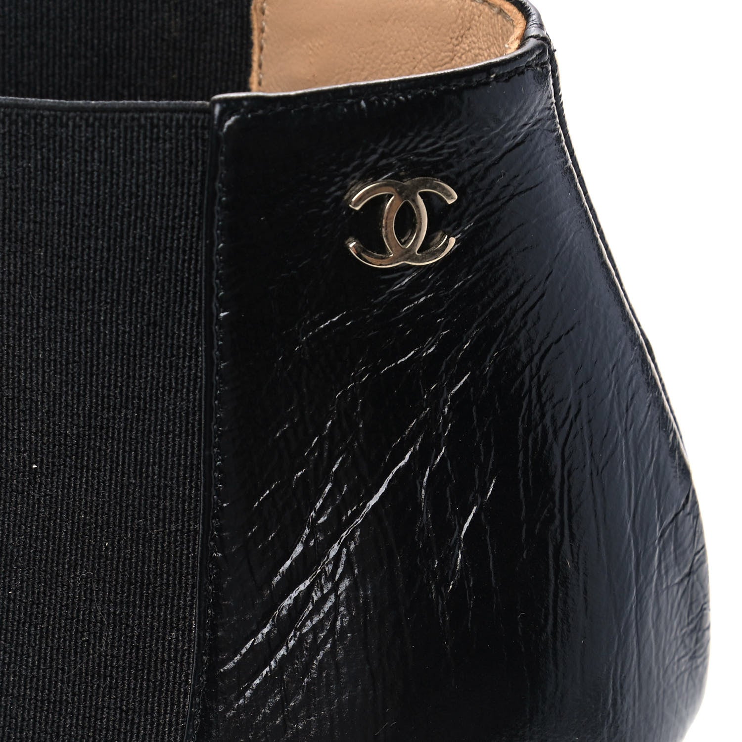 Chanel Crinkled Calfskin Cap Toe CC Short Ankle Boots 37.5 Black 11 of 11