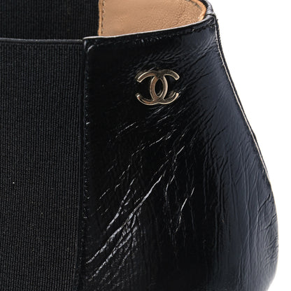 Chanel Crinkled Calfskin Cap Toe CC Short Ankle Boots 37.5 Black 11 of 11