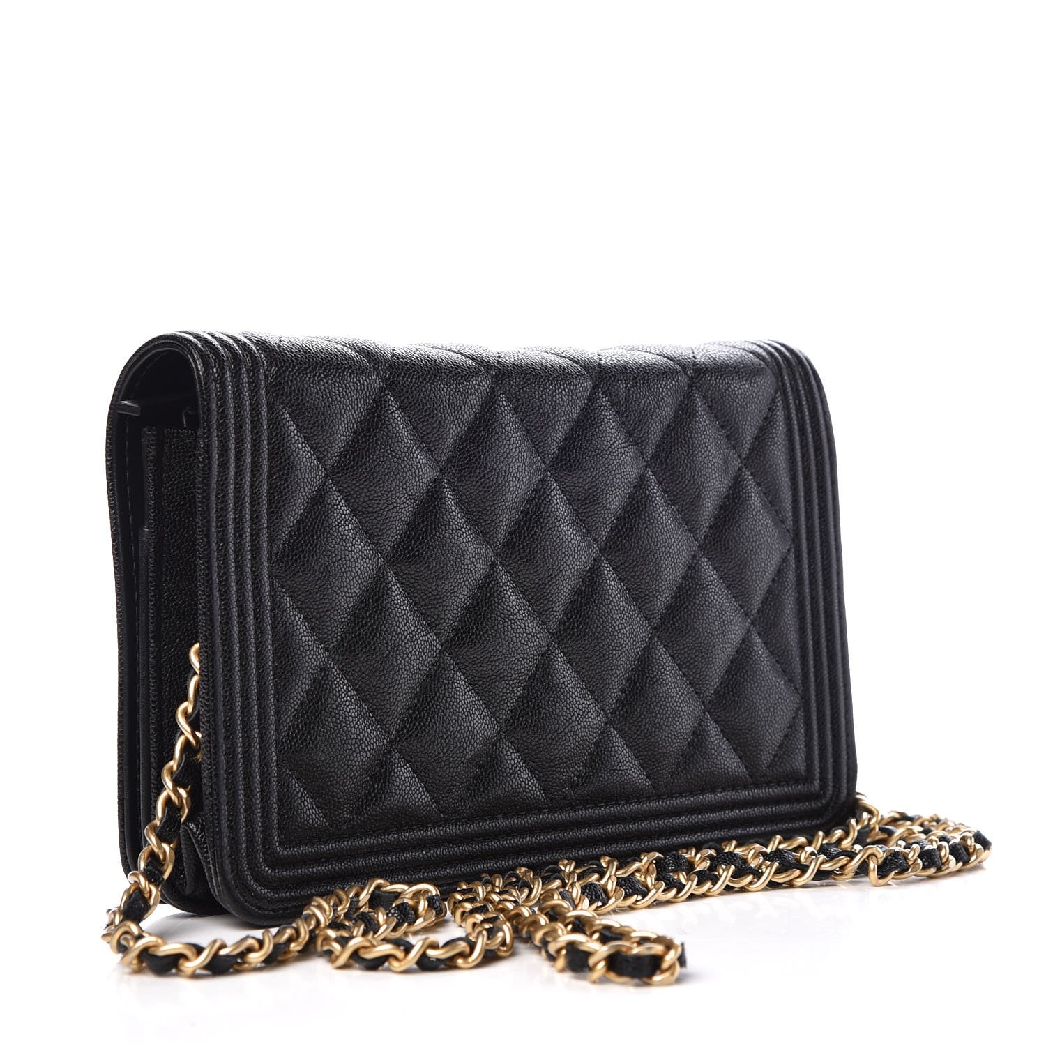 Chanel Caviar Quilted Boy Wallet On Chain WOC Black 4 of 9
