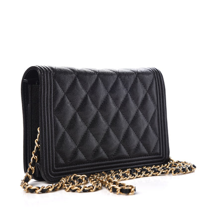 Chanel Caviar Quilted Boy Wallet On Chain WOC Black 4 of 9