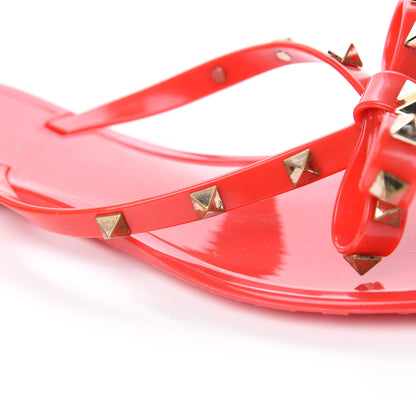 Valentino Garavani PVC Jelly Rockstud Bow Thong Sandals 36 Rosso Valentino 8 of 9