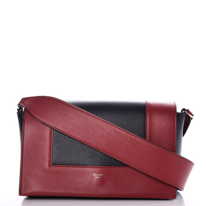 Celine Shiny Smooth Calfskin Medium Frame Shoulder Bag Red Navy 1 of 9