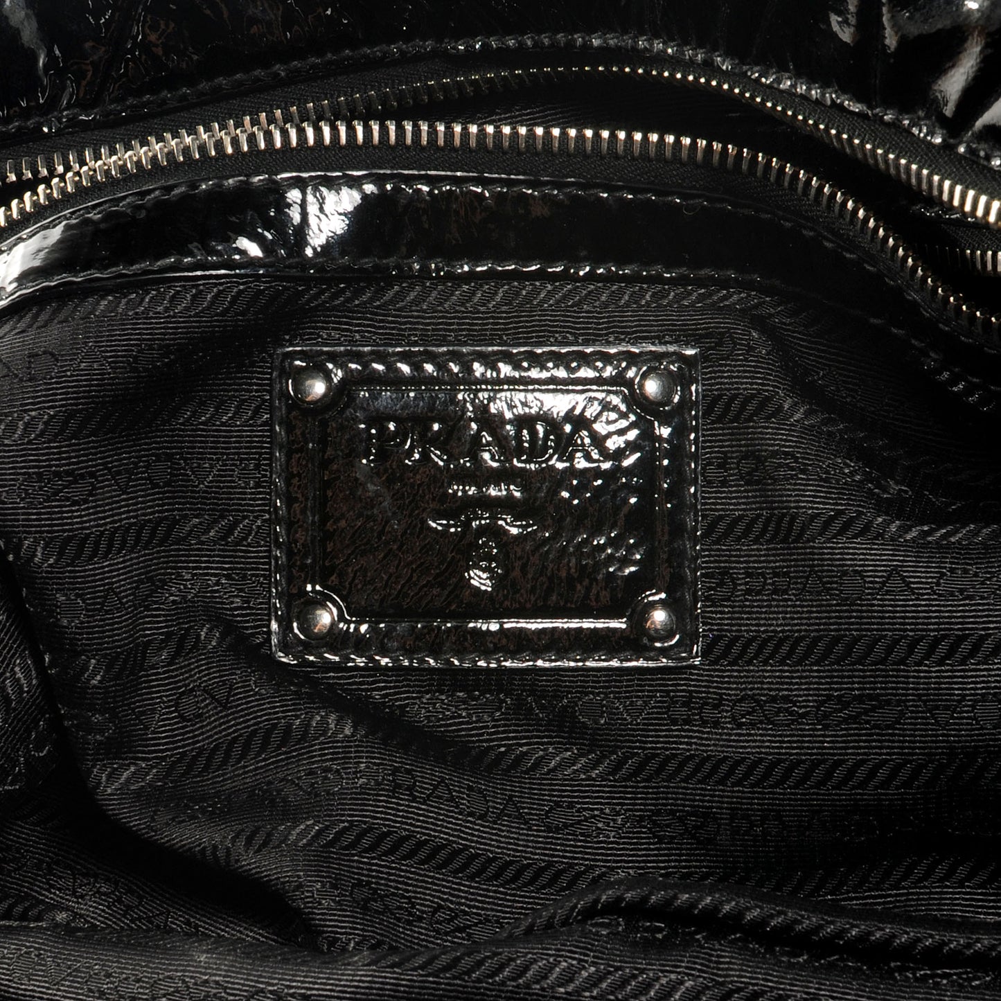 Vernice Chevron Dome Satchel Black