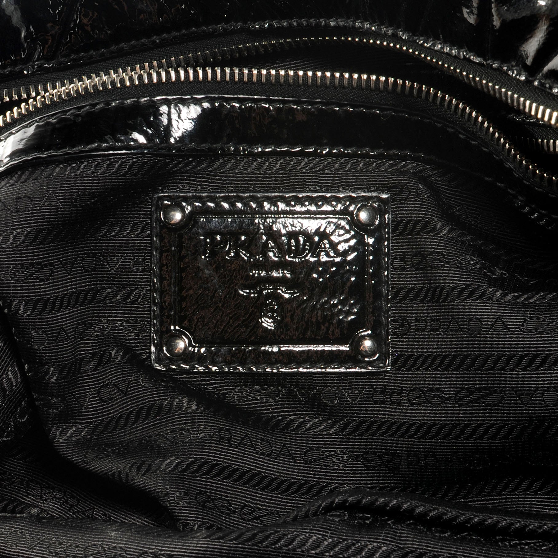 Prada Vernice Chevron Dome Satchel Black 6 of 8