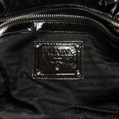 Prada Vernice Chevron Dome Satchel Black 6 of 8