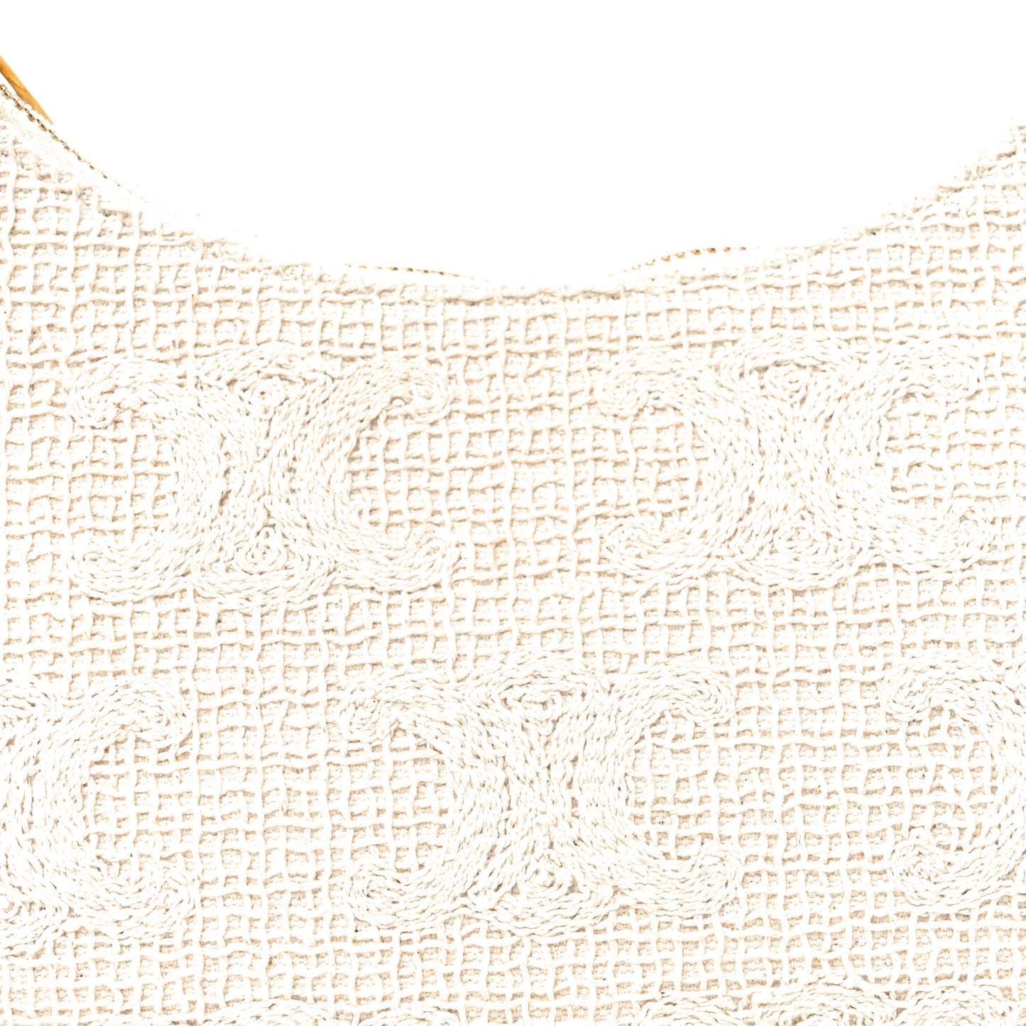 Crochet Embroidered Ava Triomphe Shoulder Bag White Tan