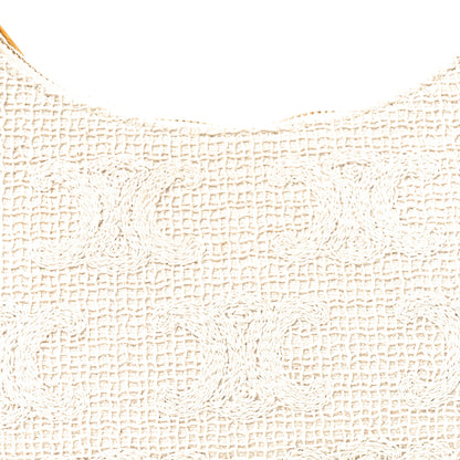 Celine Crochet Embroidered Ava Triomphe Shoulder Bag White Tan 8 of 10