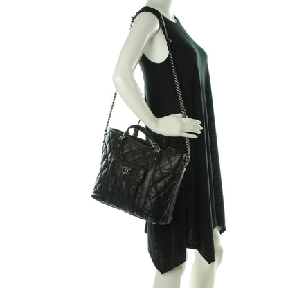 Chanel Calfskin Quilted Small Casual Riviera Tote Black 2 of 7