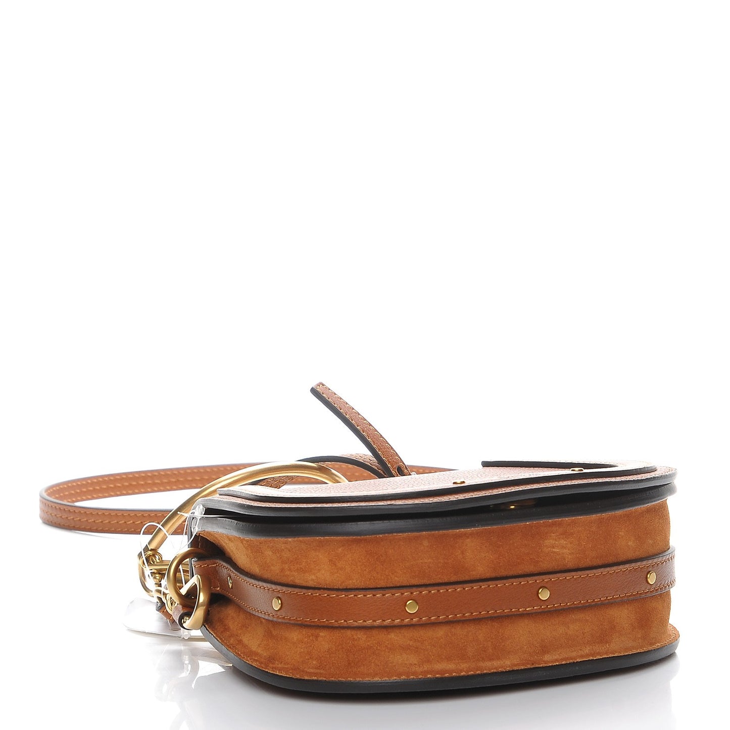 Calfskin Suede Small Nile Bracelet Bag Caramel