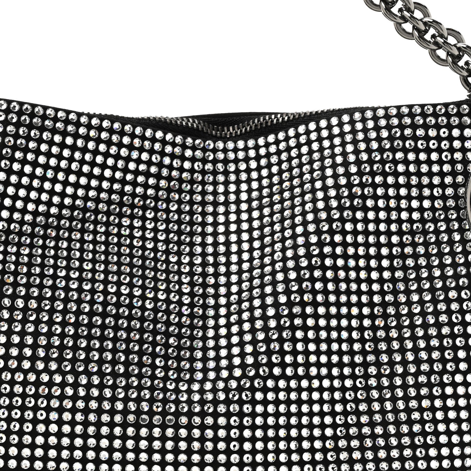 Jimmy Choo Suede Crystal Chain Top Handle Bag Silver Black 7 of 9