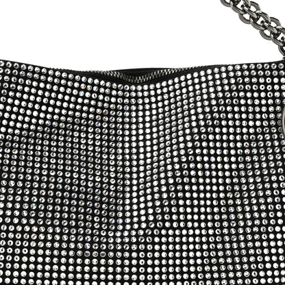 Jimmy Choo Suede Crystal Chain Top Handle Bag Silver Black 7 of 9