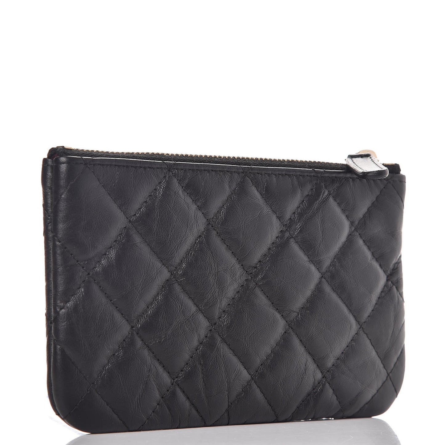 Aged Calfskin Charm Quilted Small Reissue Cosmetic Case Black