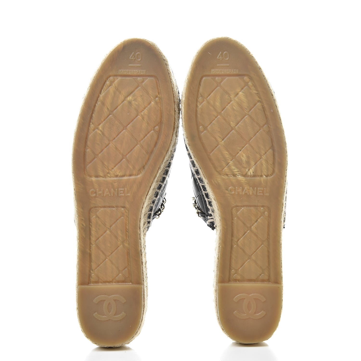 Chanel Lambskin Grosgrain Quilted CC Chain Espadrille Mules 40 Black 5 of 10