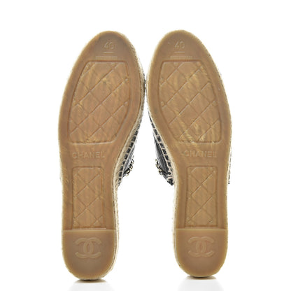 Chanel Lambskin Grosgrain Quilted CC Chain Espadrille Mules 40 Black 5 of 10