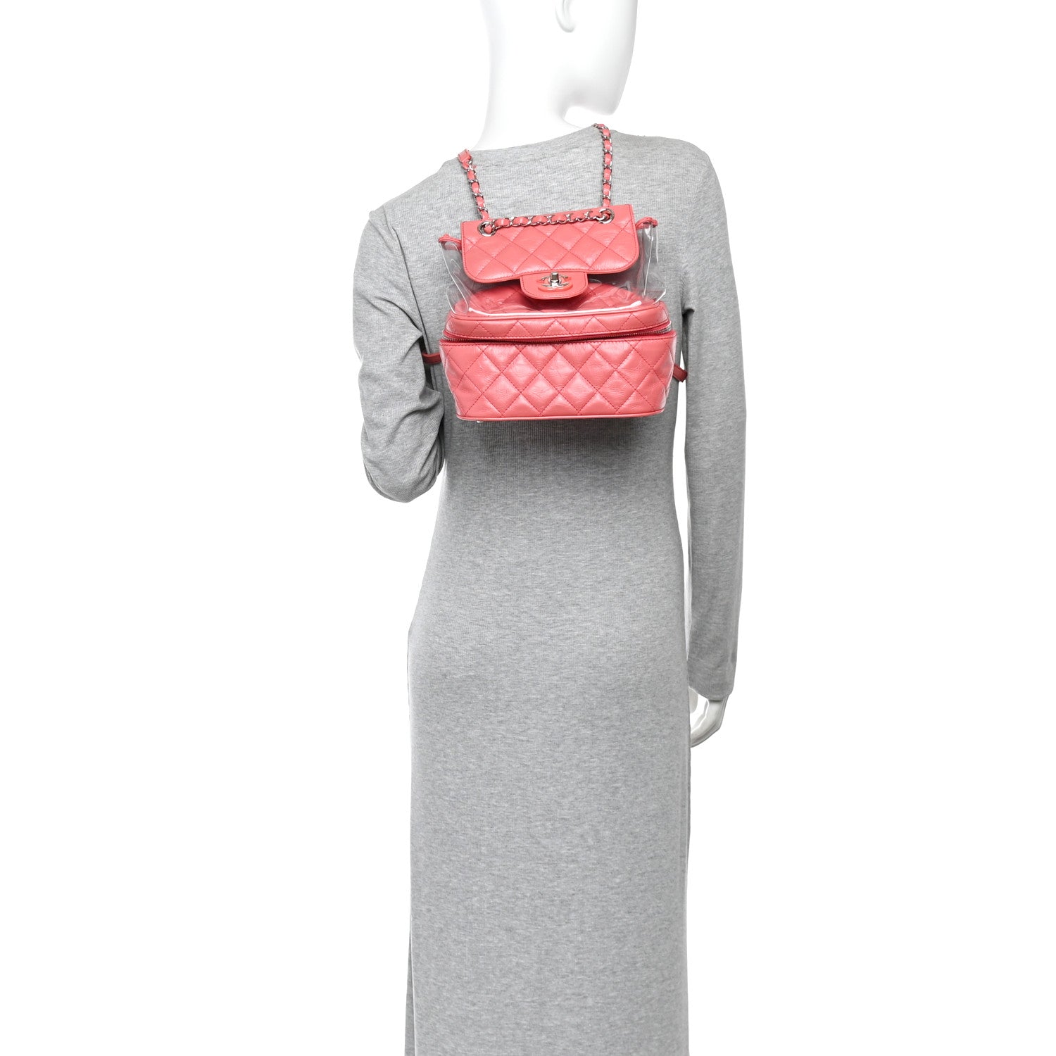 Chanel Crumpled Calfskin PVC Quilted Backpack Pink 2 of 13