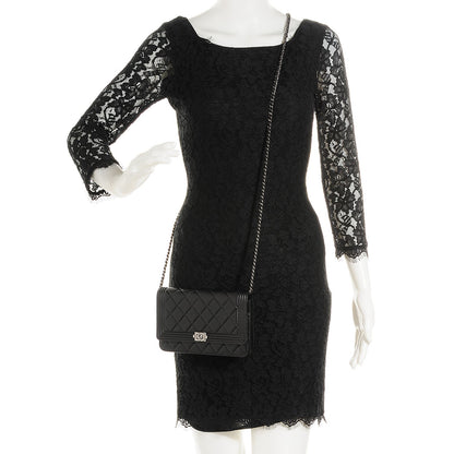 Chanel Lambskin Quilted Boy Wallet On Chain WOC Black 2 of 8