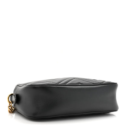 Gucci Calfskin Matelasse Small GG Marmont Chain Shoulder Bag Black 4 of 15