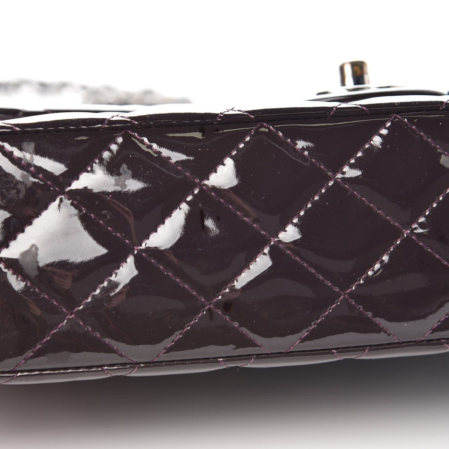 Patent Quilted Medium Double Flap Purple
