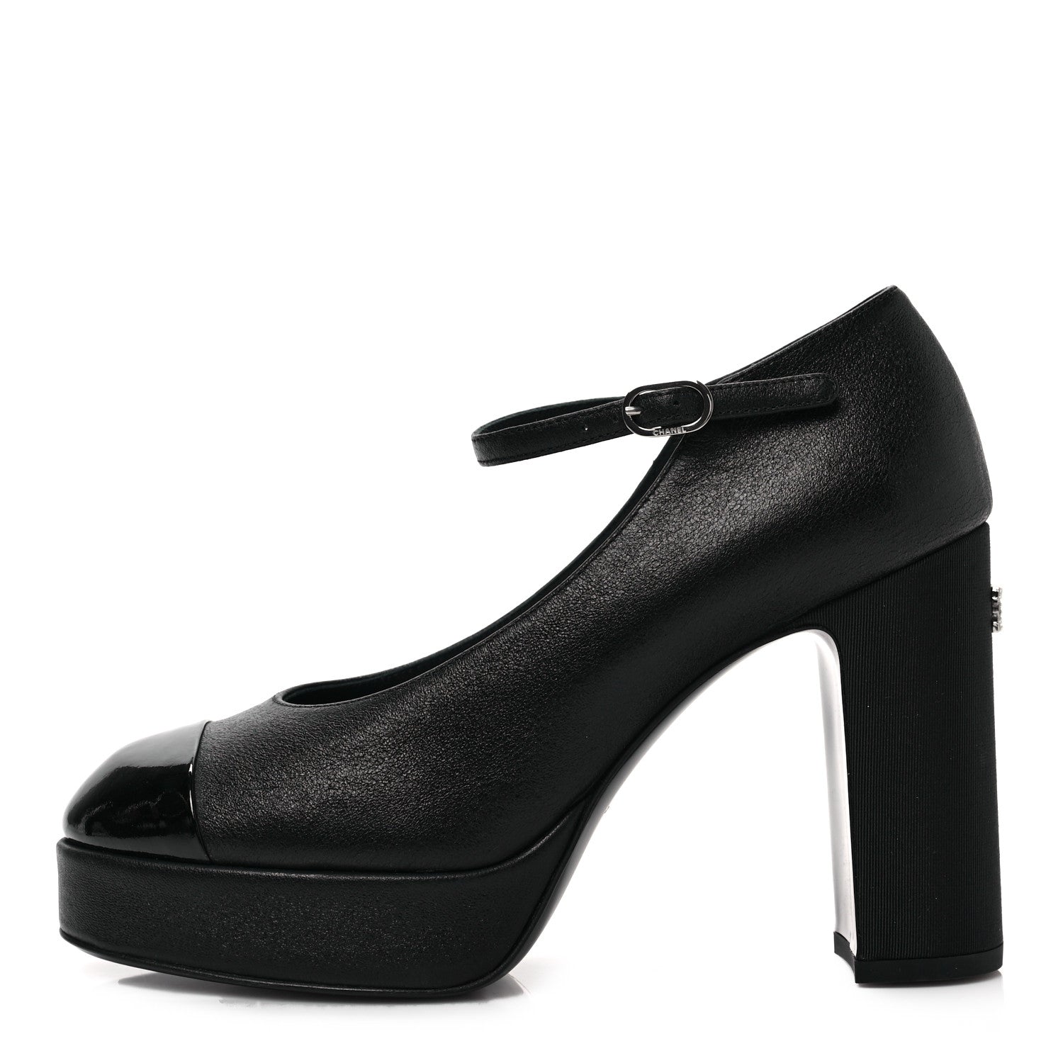 Chanel Lambskin Patent Cap Toe Mary Jane Platform Pumps 36 Black 1 of 10