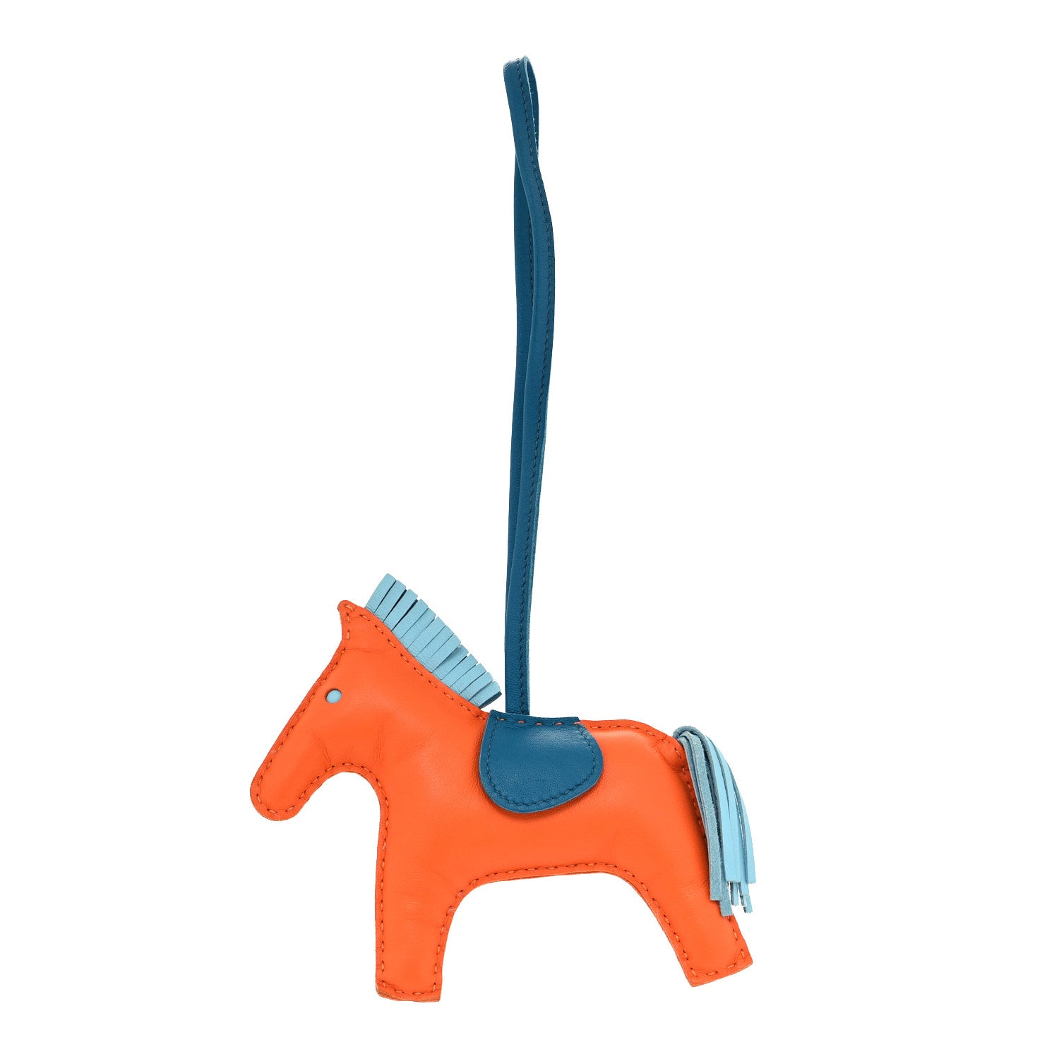 Hermes Milo Lambskin Grigri Rodeo Horse Bag Charm MM Orange Poppy Celeste Cobalt 1 of 3