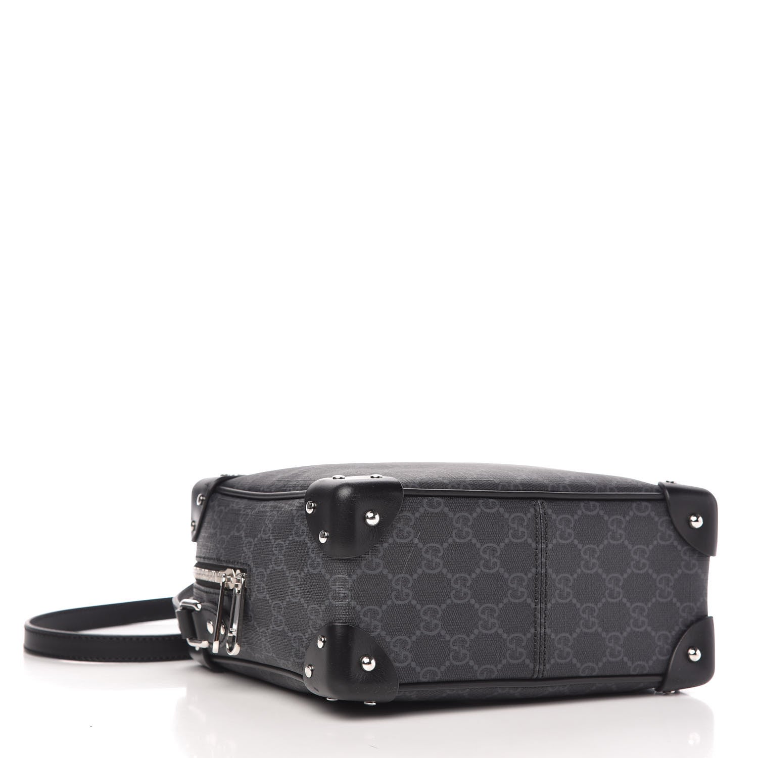 Gucci GG Supreme Monogram Selleria Calfskin Square Messenger Bag Black 4 of 9
