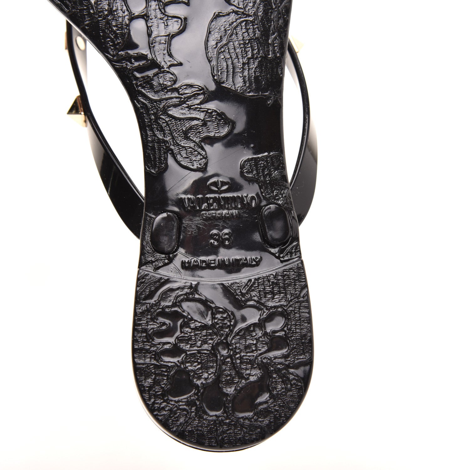 Valentino Garavani PVC Jelly Rockstud Bow Thong Sandals 36 Black 6 of 8
