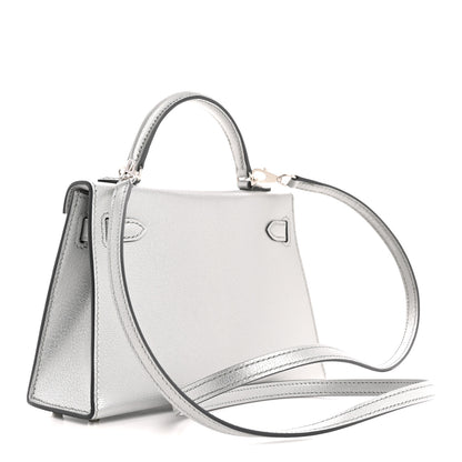 Hermes Metallic Chevre Chamkilight Mini Kelly Sellier 20 Argent 3 of 11