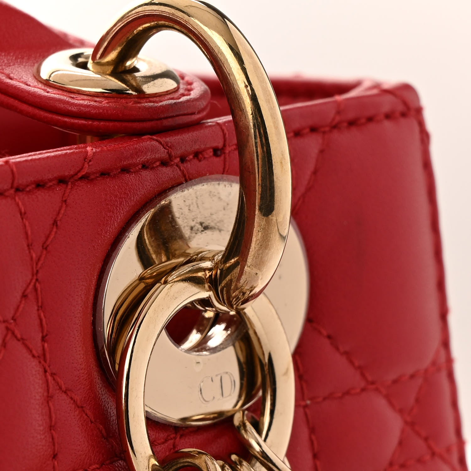 Christian Dior Lambskin Cannage Small Lucky Badges My Lady Dior Red 12 of 16