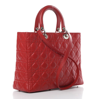 Christian Dior Lambskin Cannage Large Lady Dior Red 3 of 17