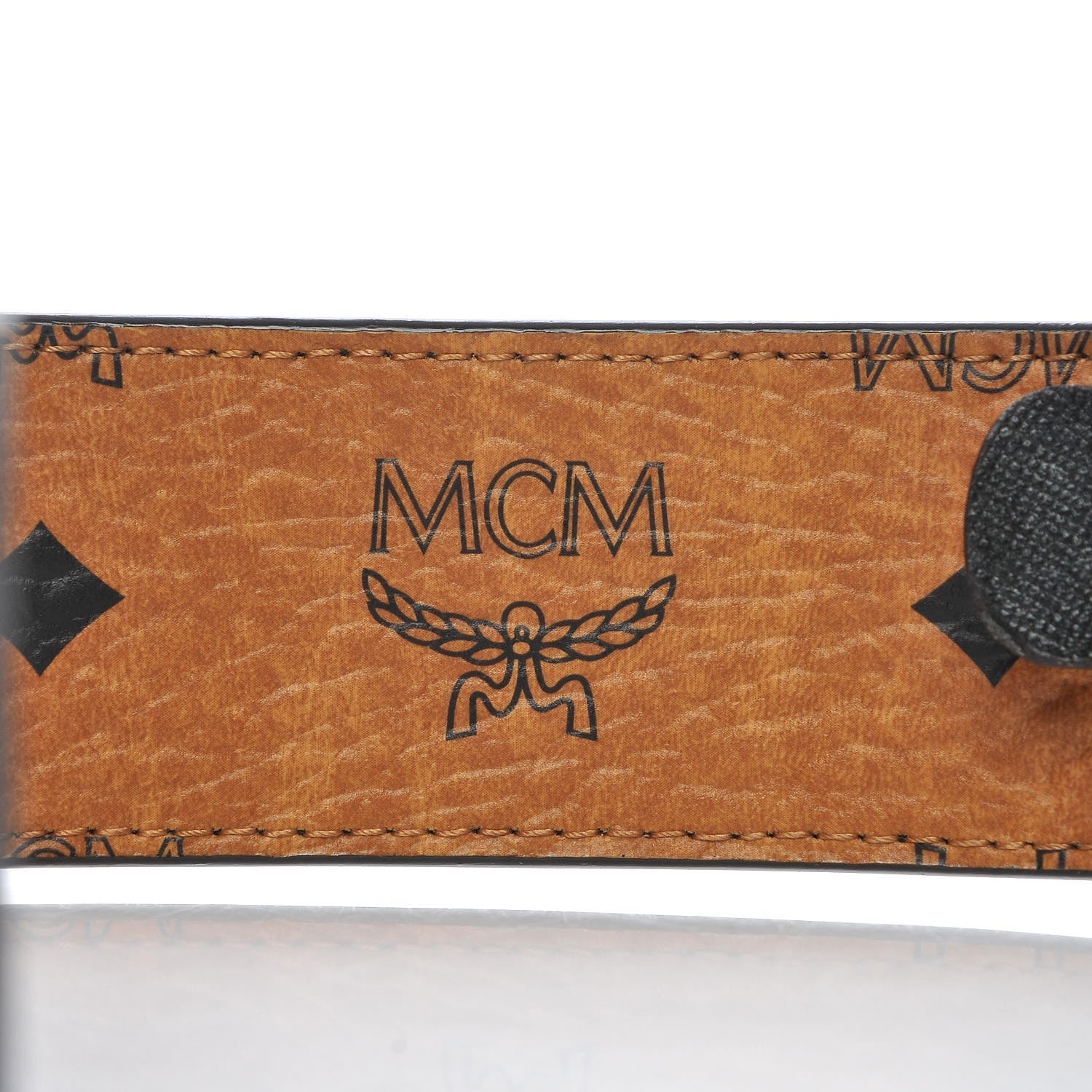 MCM Saffiano Visetos Reversible Belt Black Cognac 4 of 8