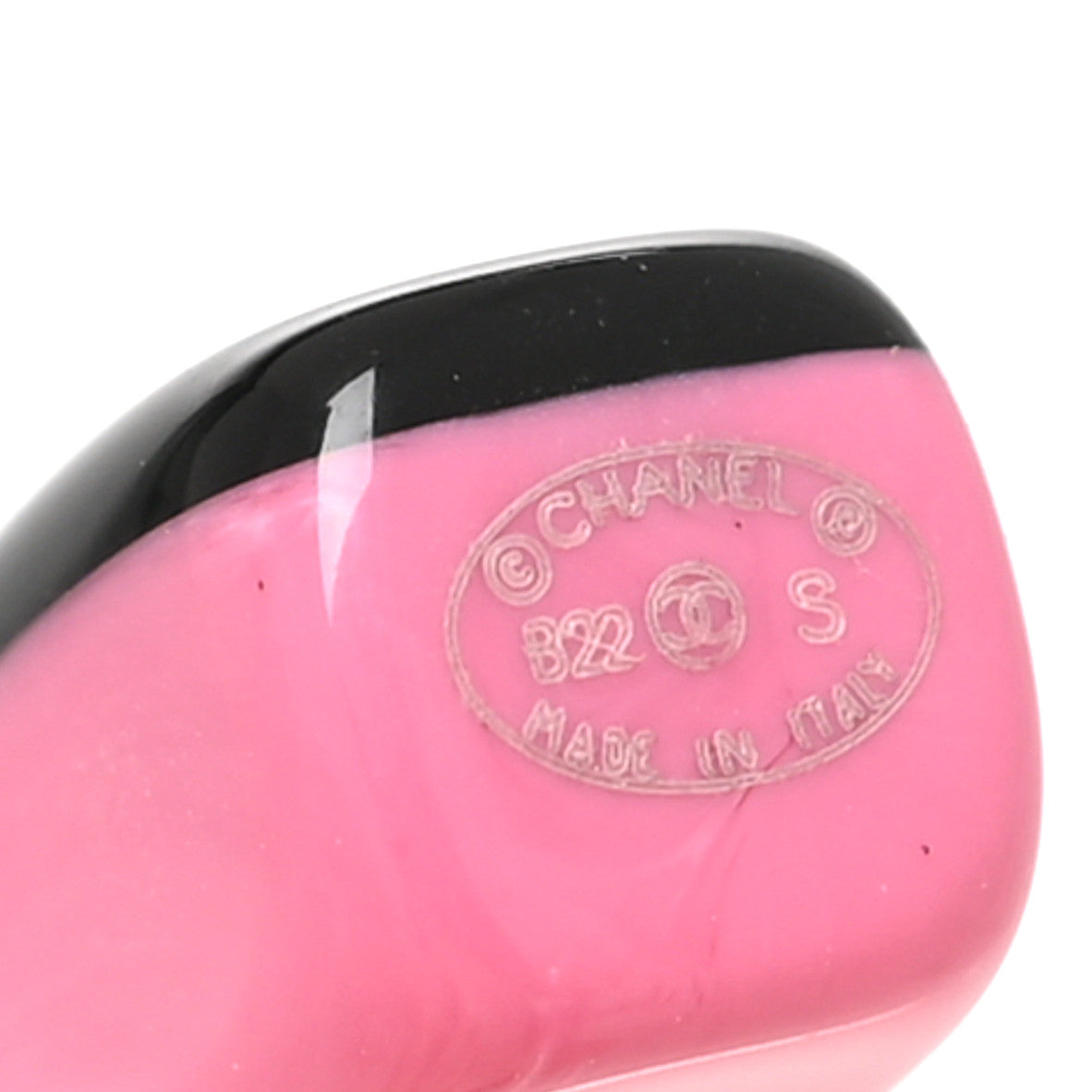 Resin Logo Hoop Earrings Black Pink