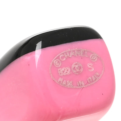 Chanel Resin Logo Hoop Earrings Black Pink 3 of 3