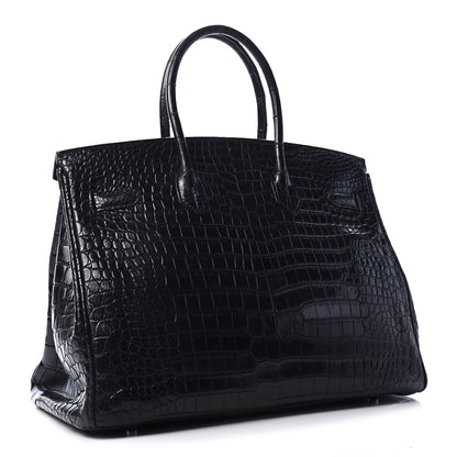 Hermes Matte Porosus Crocodile Birkin 35 Black 2 of 31