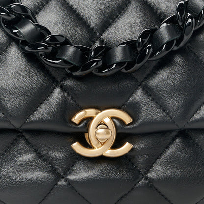 Chanel Lambskin Quilted Mini Lacquered Chain Flap Black 8 of 10