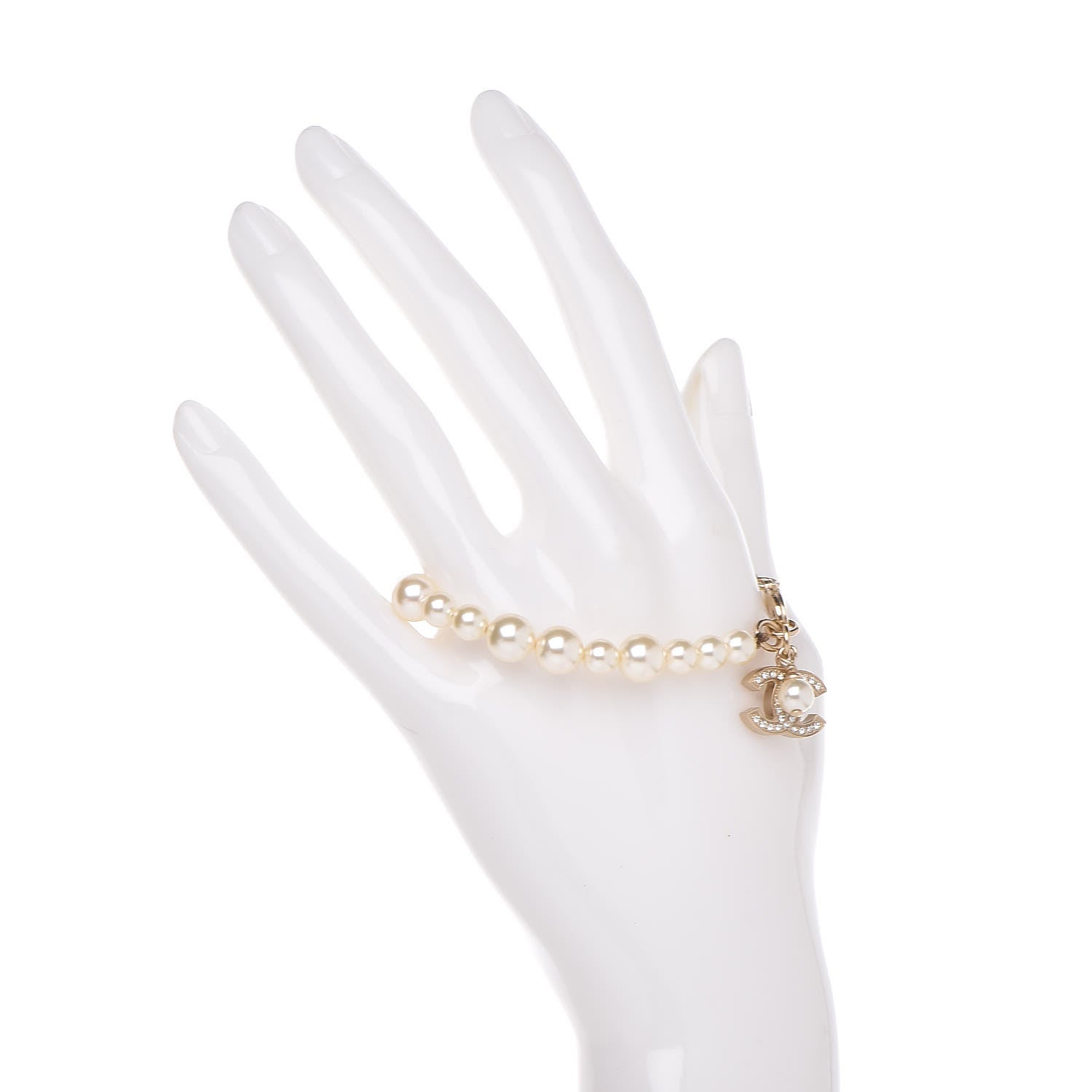 Chanel Crystal Pearl CC Bracelet Gold 2 of 5