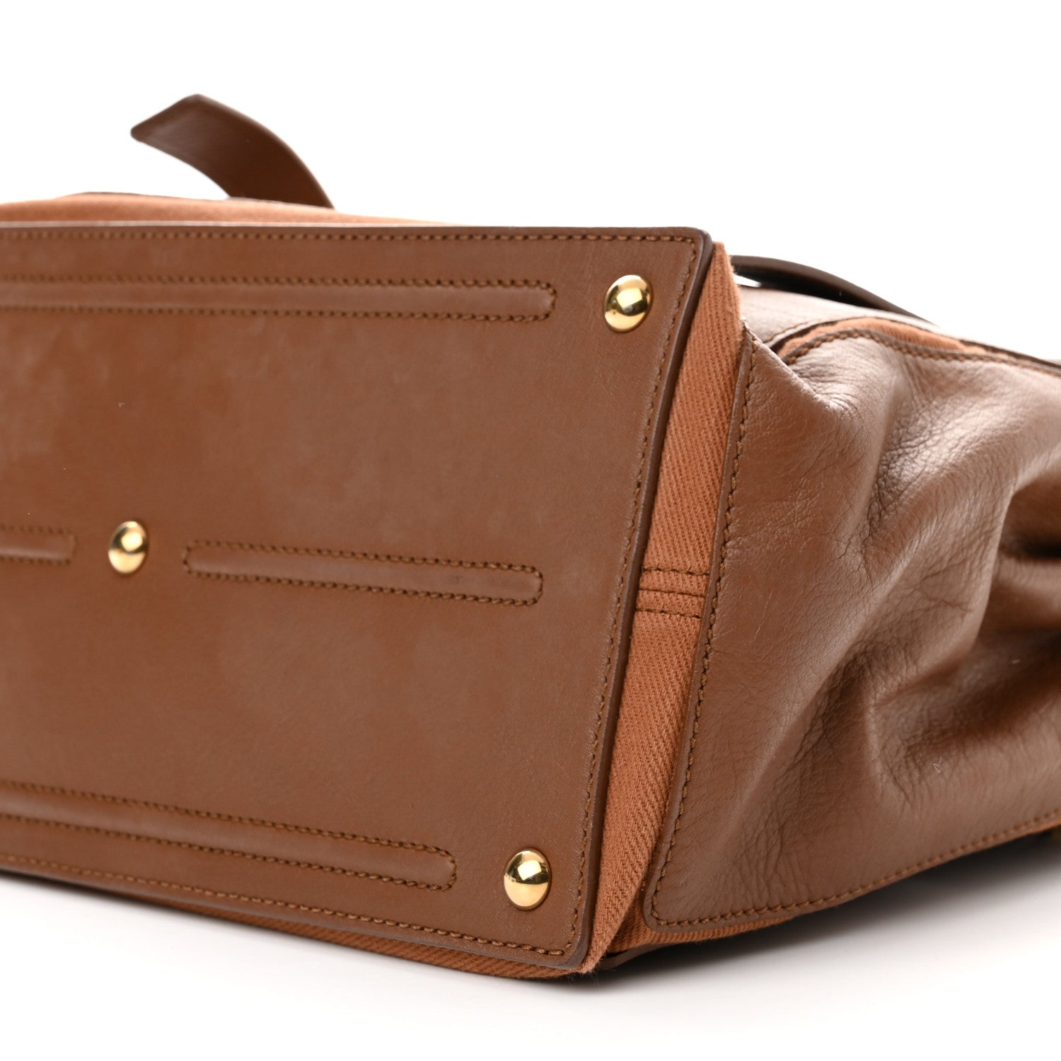 Saint Laurent Calfskin Canvas Medium Muse Two Brown 10 of 14