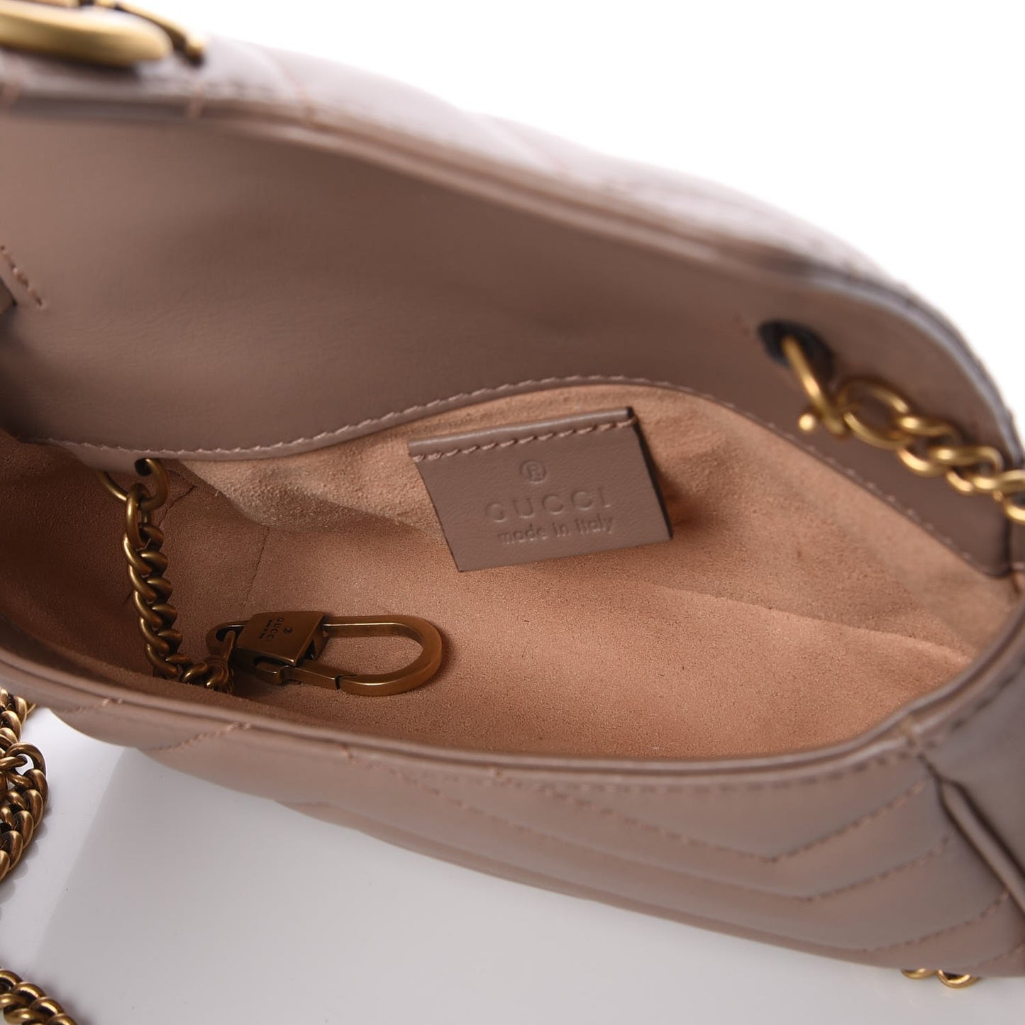 Calfskin Matelasse Super Mini GG Marmont Shoulder Bag Porcelain Rose
