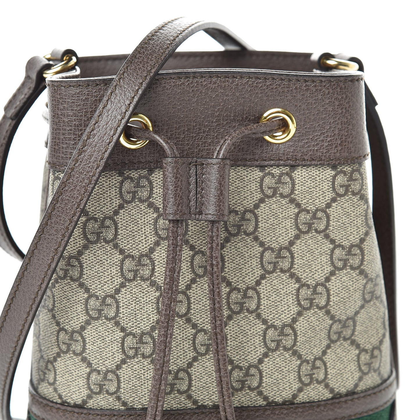 GG Supreme Monogram Web Mini Ophidia Bucket Bag Brown