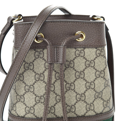 Gucci GG Supreme Monogram Web Mini Ophidia Bucket Bag Brown 8 of 10