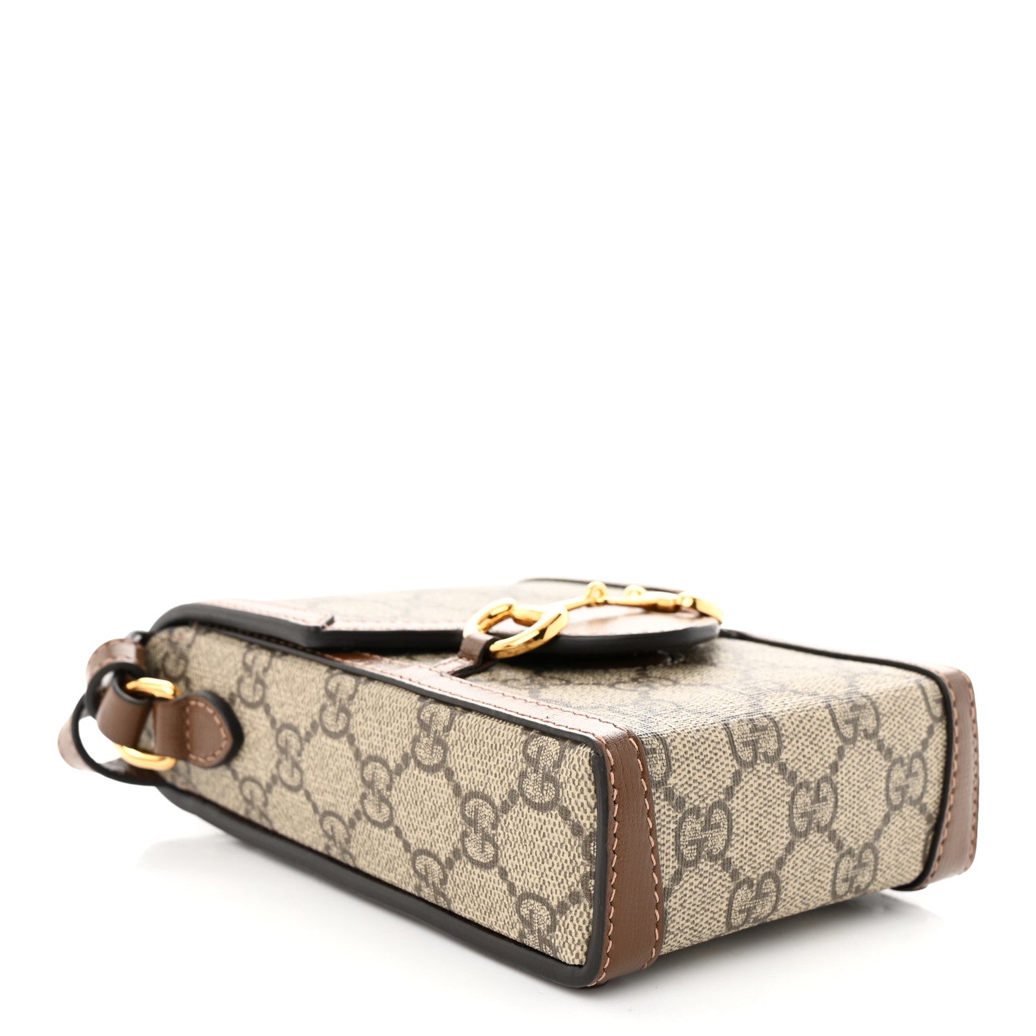 Gucci GG Supreme Monogram Mini Horsebit 1955 Crossbody Bag Beige Brown Sugar 4 of 10