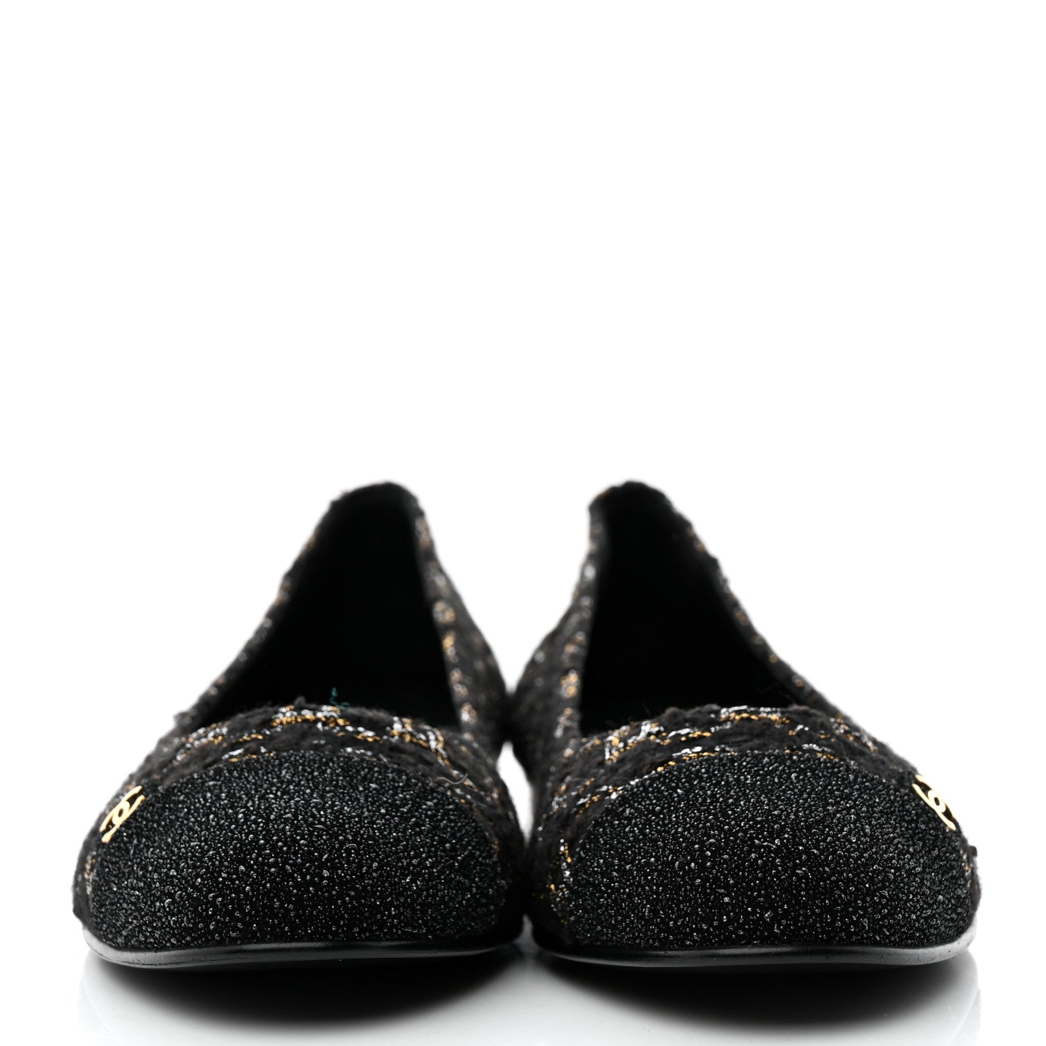 Chanel Tweed Cap Toe Ballerina Flats 37 Black 2 of 9