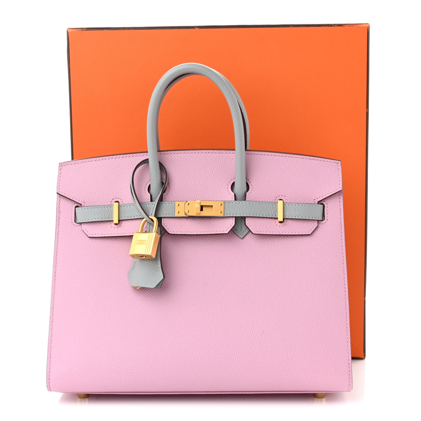 Epsom Horseshoe Birkin Sellier 25 Mauve Sylvestre Gris Mouette