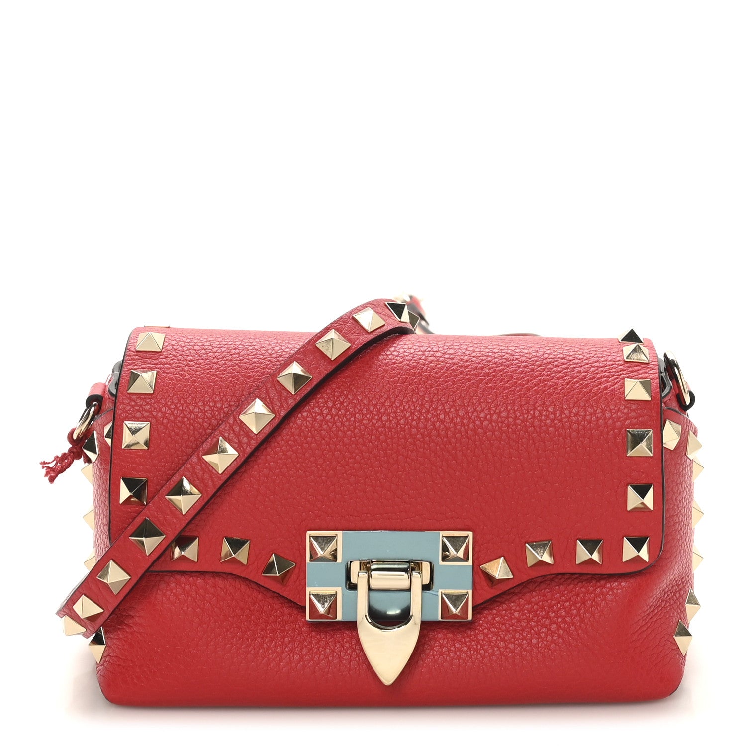 Valentino Garavani Pebbled Calfskin Mini Rockstud Crossbody Bag Rouge Pur 1 of 9