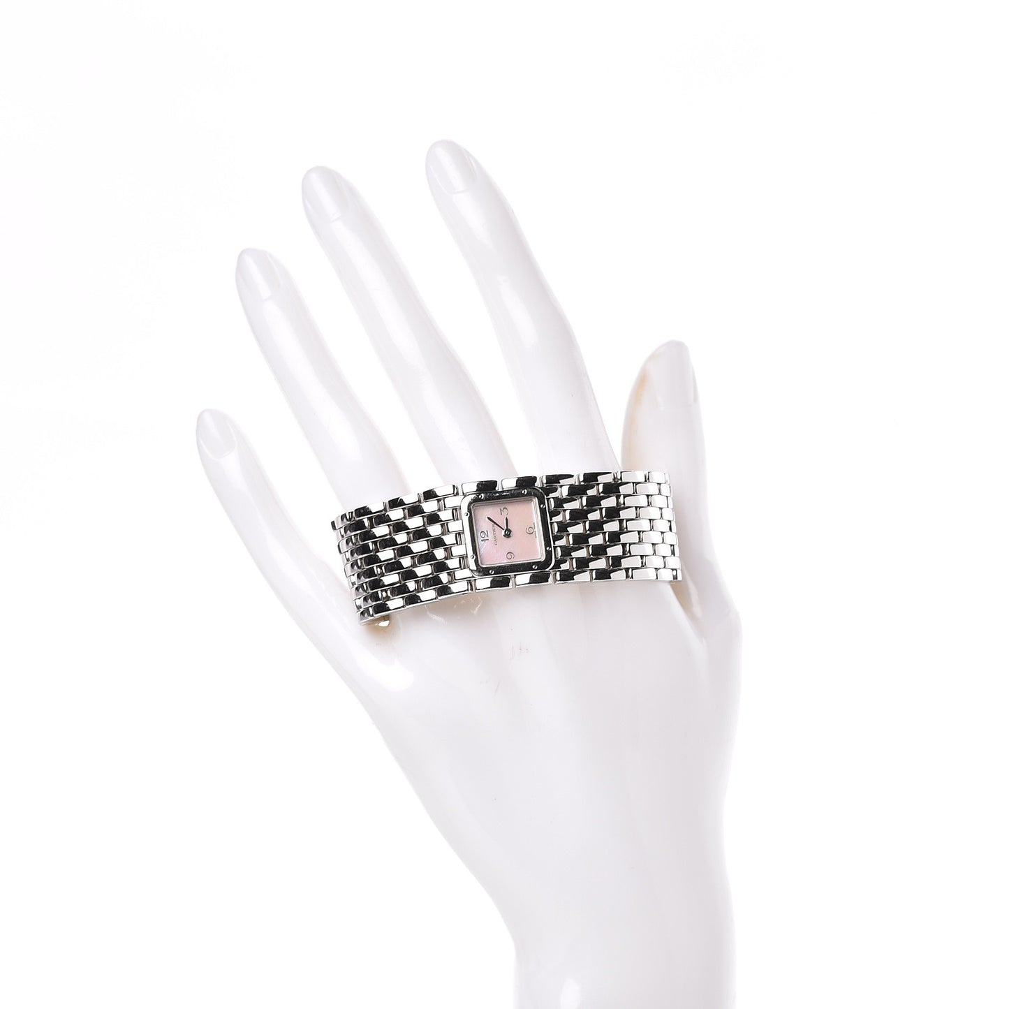 Stainless Steel Pink Mother of Pearl 21mm Panthere Ruban Quartz Watch