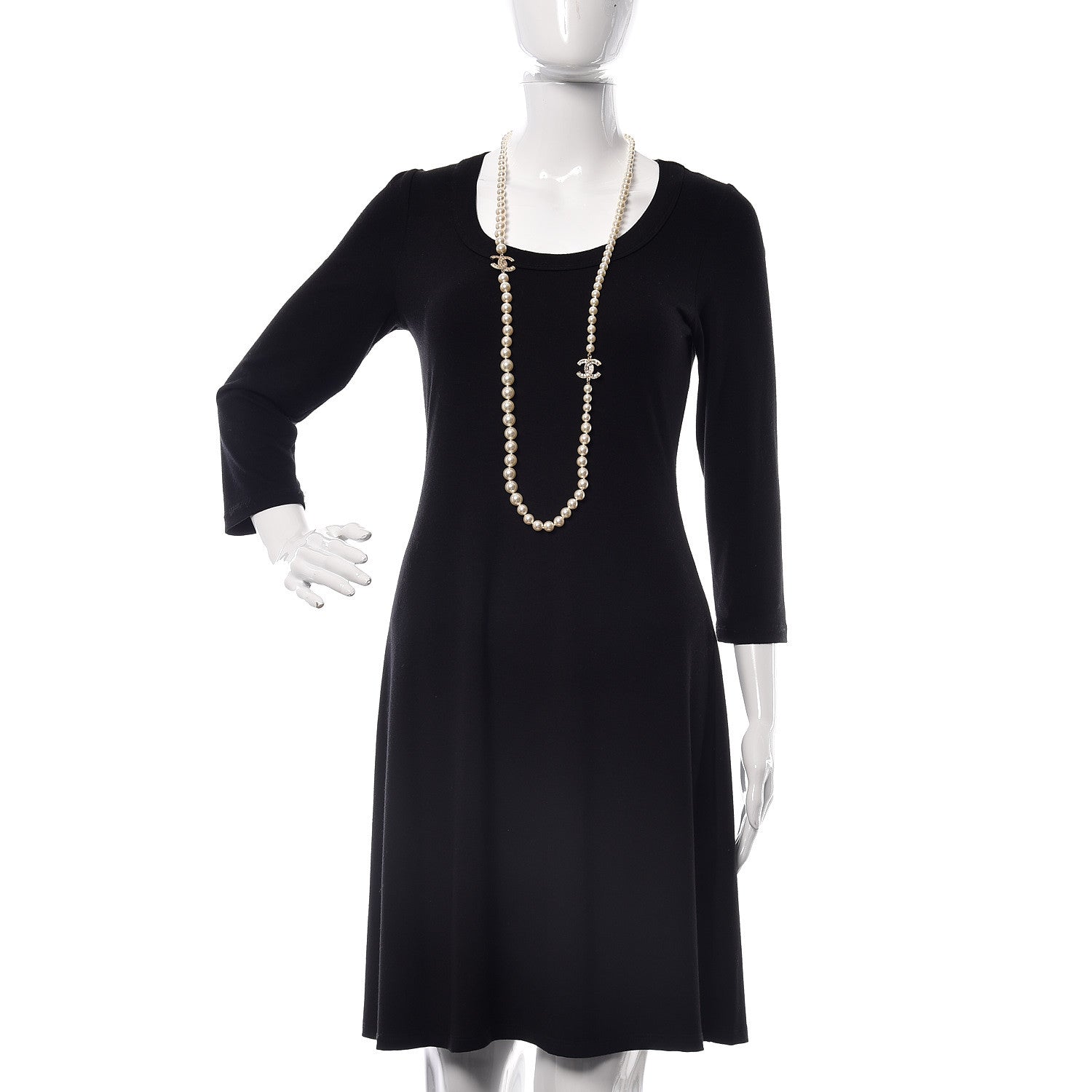 Chanel Pearl Baguette Crystal Long CC Necklace Gold 2 of 5